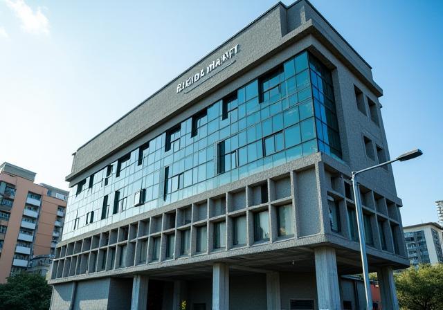 Vista externa do edifício da Rádio Atlântica Broadcast em São Paulo